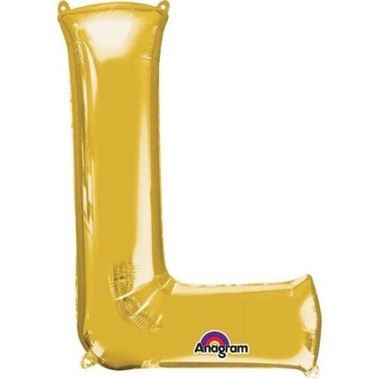 Gold Letter L Helium Foil Balloon