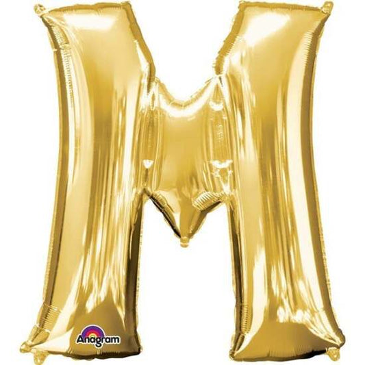 Gold Letter M Helium Foil Balloon