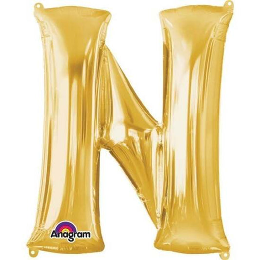 Gold Letter N Helium Foil Balloon