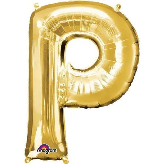 Gold Letter P Helium Foil Balloon
