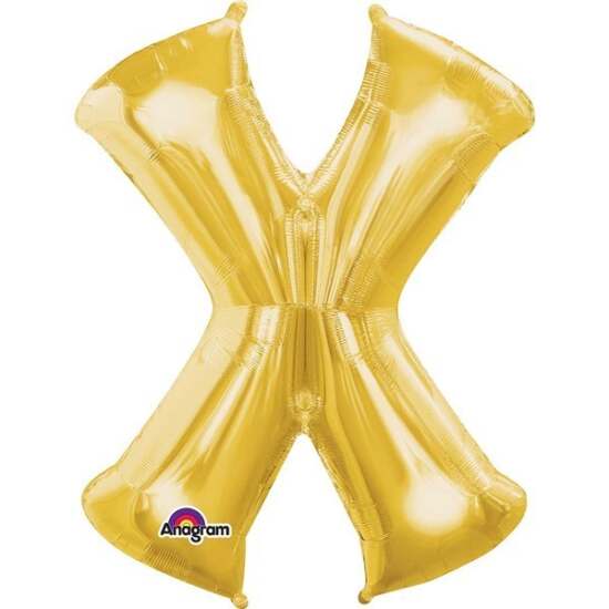 Gold Letter X Helium Foil Balloon