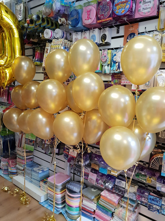 Gold Latex Helium Balloon Bouquet