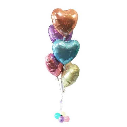 Bouquet of Foil Hearts Balloons