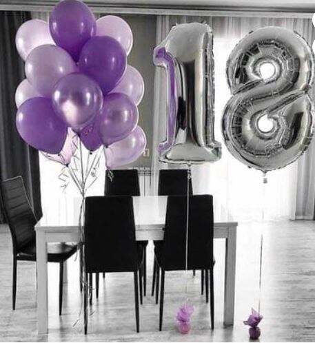 Foil Helium Number 1 8 with Latex Balloons Bouquet