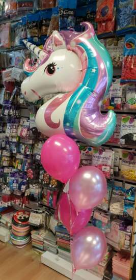 Unicorn with Latex Helium Balloons