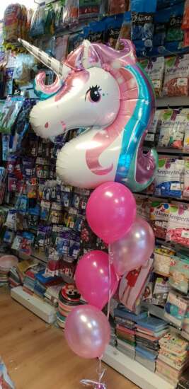 Unicorn with Latex Helium Balloons