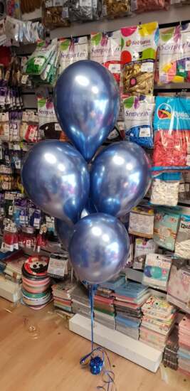 Blue Chrome Latex Balloon Bouquet