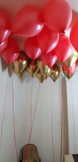30 Chrome Gold and Pink Ceiling Balloons