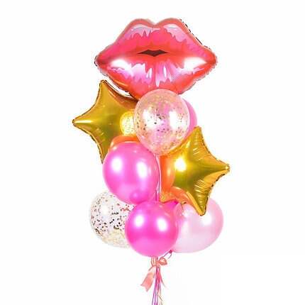 Bouquet with Kiss and Latex Balloons