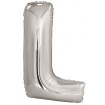 Silver Letter L Helium Foil Balloon