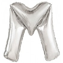 Silver Letter M Helium Foil Balloon