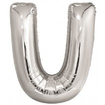 Silver Letter U Helium Foil Balloon