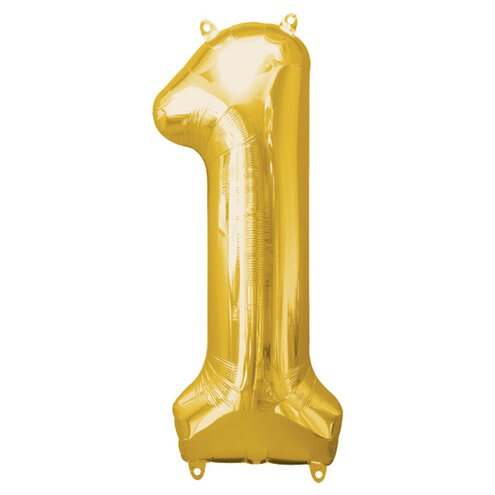 34" Gold Foil Number 1 Helium Balloon