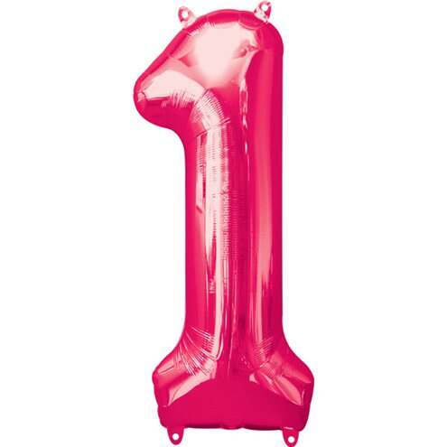 34" Pink Foil Number 1 Helium Balloon