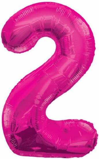 34" Pink Foil Number 2 Helium Balloon