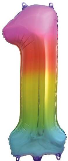 Rainbow Foil Number 1 Helium Balloon 34"