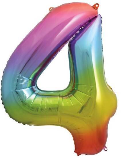 Rainbow Foil Number 4 Helium Balloon 34"