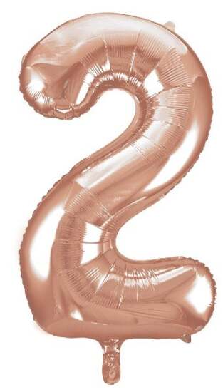 34" Rose gold Foil Number 2 Helium Balloon