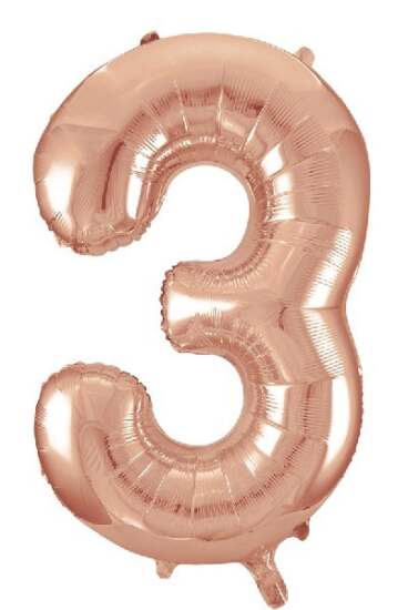 34" Rose gold Foil Number 3 Helium Balloon