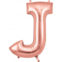 Rose Gold Letters Helium Foil Balloon   Rose Gold J