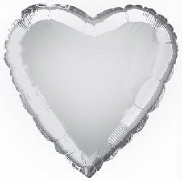 Silver Heart Foil Helium Balloon