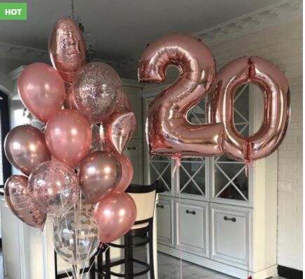 Helium balloon bouquet with number balloon for birthdays in London
