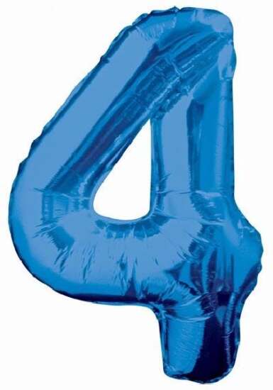 Blue Foil Number 4 Helium Balloon 34"