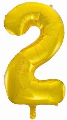 34" Gold Foil Number 2 Helium Balloon