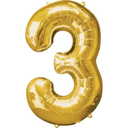 34" Gold Foil Number 3 Helium Balloon